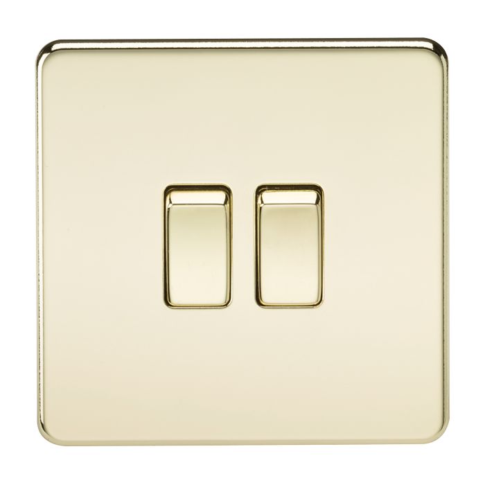 MLA Screwless 10AX 2G 2-Way Switch - Polished Brass