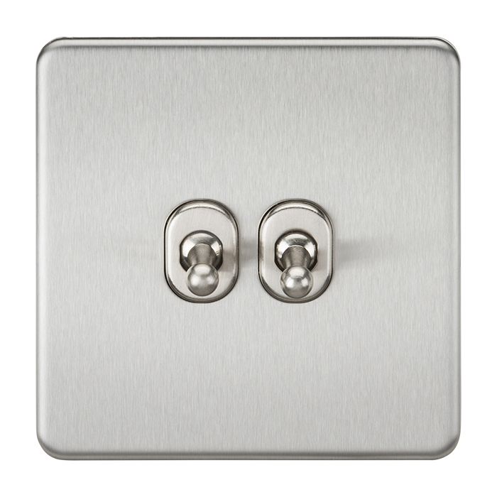 MLA Screwless 10AX 2G 2-Way Toggle Switch - Brushed Chrome