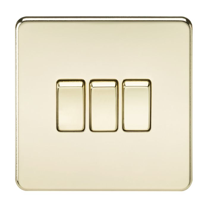 MLA Screwless 10AX 3G 2-Way Switch - Polished Brass