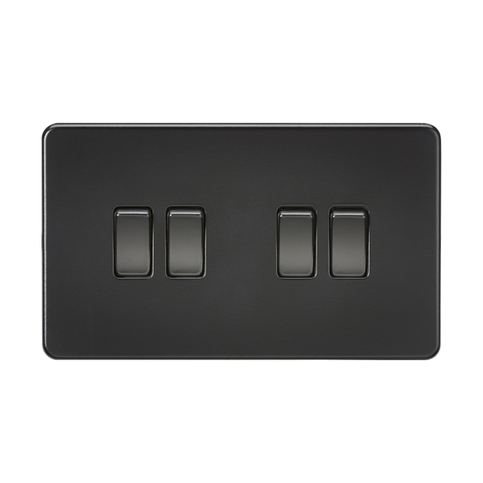 MLA Screwless 10AX 4G 2-Way Switch - Matt Black 