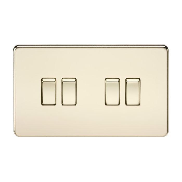 MLA Screwless 10AX 4G 2-Way Switch - Polished Brass