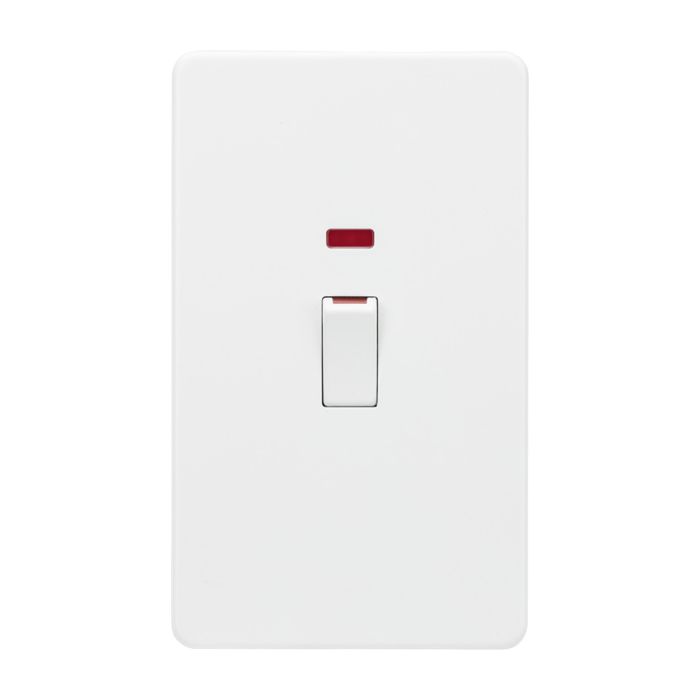 MLA Screwless 45A 2G DP Switch with Neon - Matt White