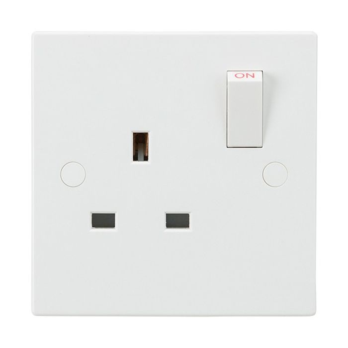 MLA Knightsbridge SN7000 Square Edge White 1 Gang Double Pole Switched Socket 13A 10 Pack
