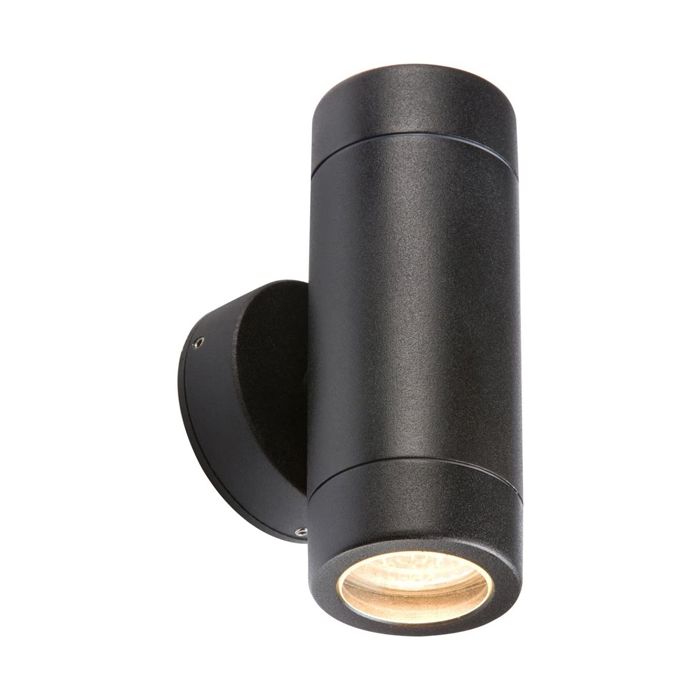 Knightsbridge WALL2LBK Aluminium Black Powder Coated Up/Down GU10 Wall Light Fitting IP65 