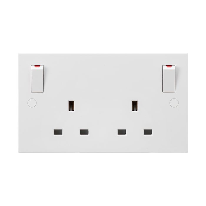 MLA White 2 Gang White Double Pole Socket
