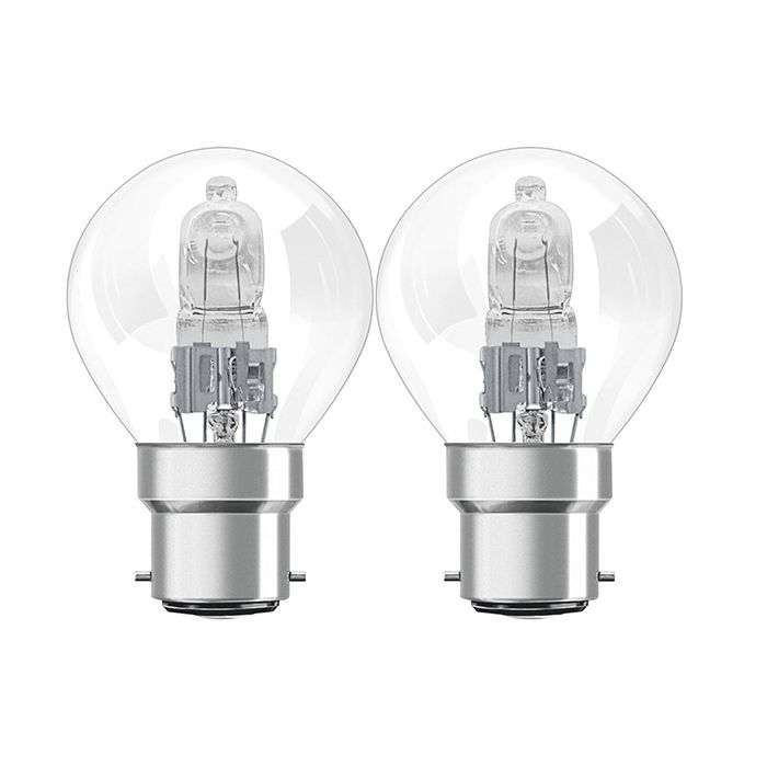 Osram Classic 30W Halogen Golfball Bulb BC/B22 3000K Twin Pack