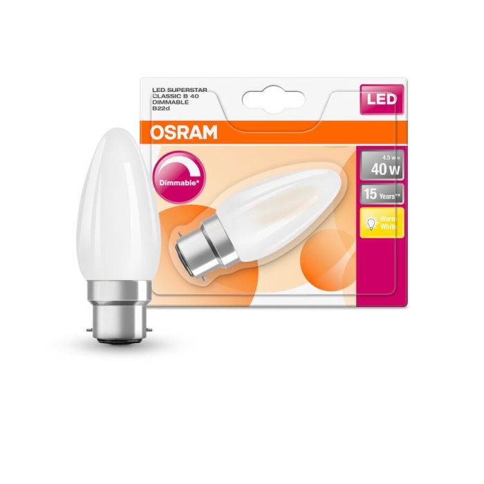 Osram Frosted Candle 5W(40W) 2700K B22 Dimmable