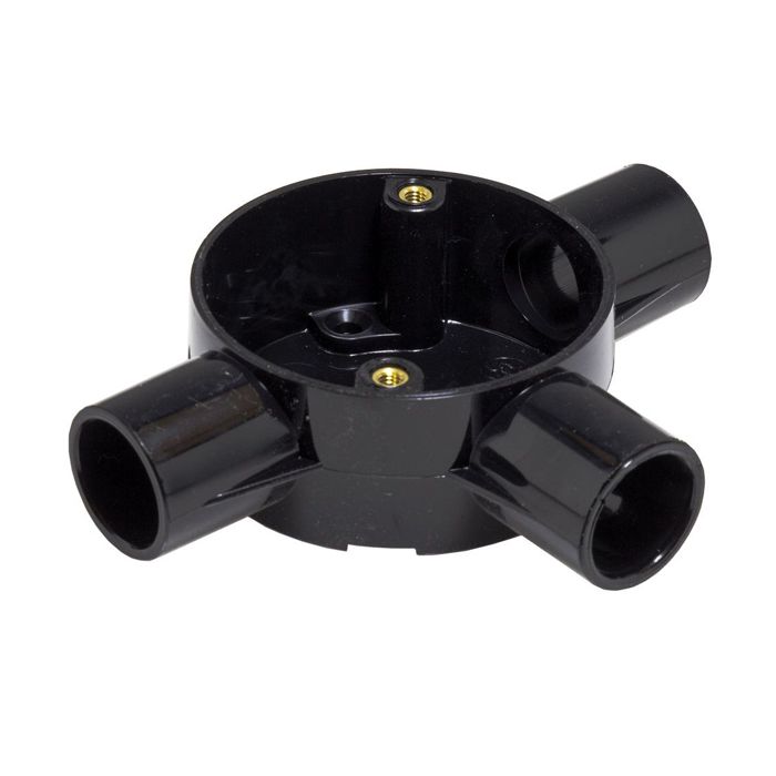 PVC Conduit Tee Box - 20mm Black