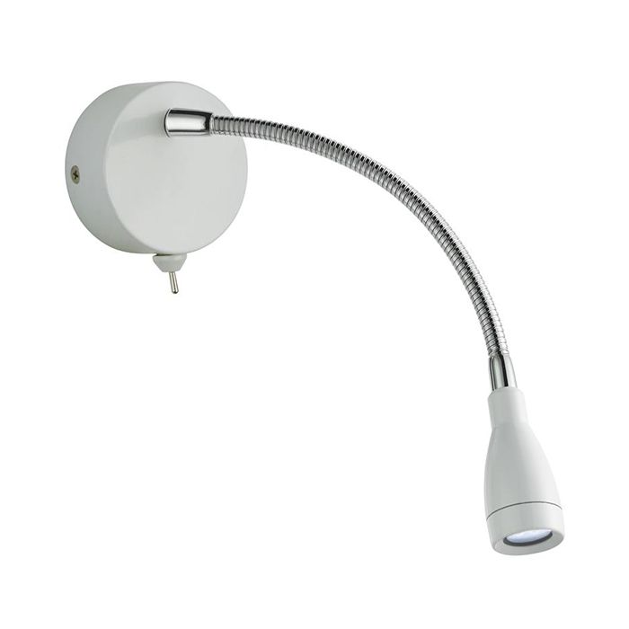 Searchlight 9917WH Flexy 1W Chrome and White 3000K LED Wall / Reading Light