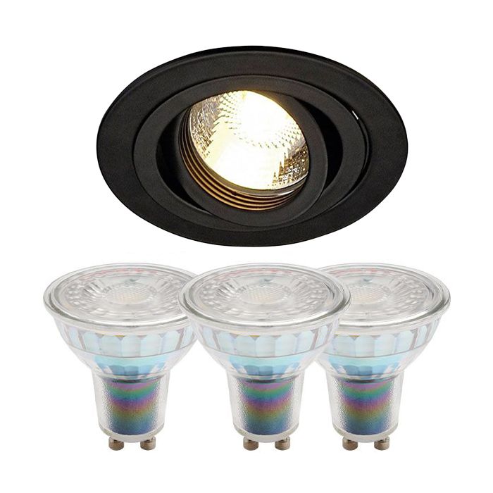 SLV Tria Black Tiltable Downlight and Dimmable Bell Halo GU10 Bundle