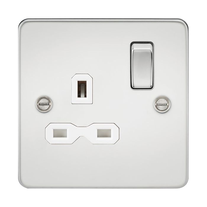 MLA Polished Chrome 1 Gang Socket With White Inserts