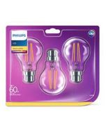 3 Pack Philips 7w LED GLS BC 2700K Clear Bulbs