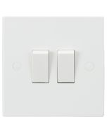 ML Knightsbridge SN3000 (10 PACK) Square Edge White Plastic 2 Gang 2 Way Plate Light Switch 10A