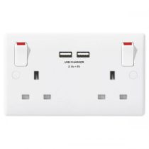 BG Nexus 2G 13A Socket DP c/w 2xUSB - White