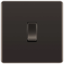 BG Screwless Flatplate Black Nickel Intermediate Switch 20A 16AX