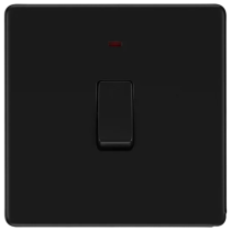 BG Screwless Flatplate Matt Black 1 Gang Switch 20A With Power Indicator