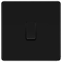 BG Screwless Flatplate Matt Black Intermediate Switch 20A 16AX 