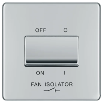 BG Screwless Flatplate Polished Chrome Triple Pole Fan Isolator Switch 10A