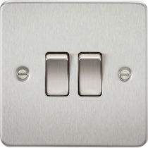 MLA Flat Plate 10AX 2G 2-way switch - brushed chrome