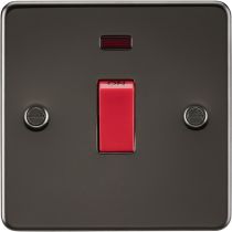 MLA Flat Plate 45A 1G DP switch with neon - gunmetal