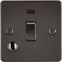MLA Flat Plate 20A 1G DP switch with neon & flex outlet - gunmetal