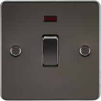 MLA Flat Plate 20A 1G DP switch with neon - gunmetal