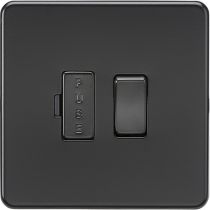 MLA Screwless 13A Switched Fused Spur Unit - Matt Black with black fuse cover