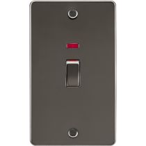 MLA Flat Plate 45A 2G DP switch with neon - gunmetal