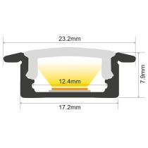 Integral Recessed Black LED Profile 23.2x7.9x1000mm Frosted Diffuser
