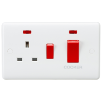 Knightsbridge 45A DP Switch & 13A Socket with Neons - Red Rocker