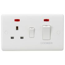 Knightsbridge 45A DP Switch & 13A Socket with Neons - White Rocker