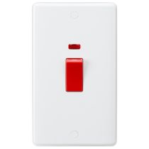 Knightsbridge 45A DP Switch with Neon (2G size) - Red Rocker