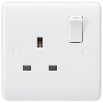Knightsbridge Curved Edge 13A 1 Gang SP Switched Socket - White