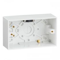 ML Knightsbridge SN1600 Square Edge White Double 2 Gang 47mm Pattress Box with Earth Terminal