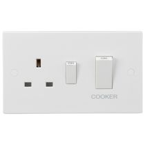 Knightsbridge Square Edge 45A DP Switch & 13A Socket - White