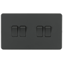 ML Accessories Anthracite 4 Gang 2-Way Screwless Switch