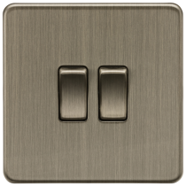 ML Accessories Antique Brass 2 Gang 2-Way Screwless Switch