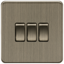 ML Accessories Antique Brass 3 Gang 2-Way Screwless Switch