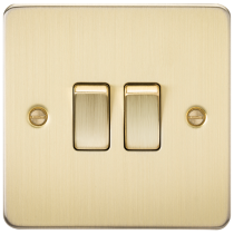 ML Accessories Brushed Brass 2 Gang 2-Way Flat Plate Switch