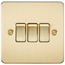 ML Accessories Brushed Brass 3 Gang 2-Way Flat Plate Switch