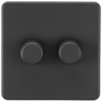 ML Accessories Screwless Anthracite 2 Gang 2-Way 10-200W (5-150W LED) Intelligent Dimmer