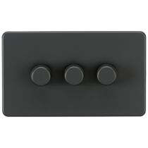 ML Accessories Screwless Anthracite 3 Gang 2-Way 10-200W (5-150W LED) Intelligent Dimmer