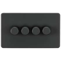 ML Accessories Screwless Anthracite 4 Gang 2-Way 10-200W (5-150W LED) Intelligent Dimmer