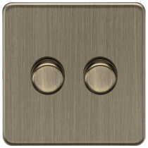 ML Accessories Screwless Antique Brass 2 Gang 2-Way 10-200W (5-150W LED) Intelligent Dimmer