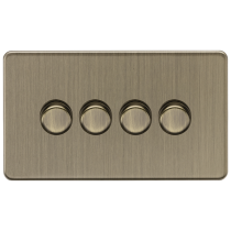 ML Accessories Screwless Antique Brass 4 Gang 2-Way 10-200W (5-150W LED) Intelligent Dimmer