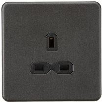 ML Accessories Smoked Bronze 1 Gang Unswitched Socket With Black Inserts