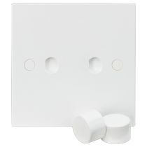 ML Knightsbridge SN2DIM Square Edge White 2 Gang Dimmer Plate With Knob