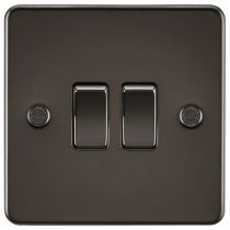 MLA Flat Plate Gunmetal 2G Two Way Switch
