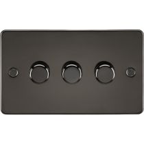 MLA Knightsbridge Flat Plate 3 Gang 2 way 10-200W (5-150W LED) Intelligent Dimmer Gunmetal
