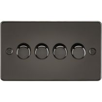 MLA Knightsbridge Flat Plate 4 Gang 2 way 10-200W (5-150W LED) Trailing Edge Dimmer Gunmetal 